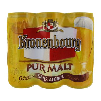 Biere blonde sans alcool pur malt KRONENBOURG, 6x33cl