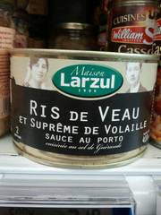 Larzul, Ris de veau et supreme de volaille sauce au Porto, la boite de 410g