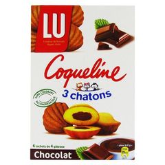 Coqueline - Petites madeleines fourrees au chocolat - 24 madeleines 6 sachets fraicheur
