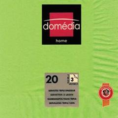 Domedia, Home - Serviettes unies 3 epaisseurs vert 39,5x39,5 cm, le paquet de 20