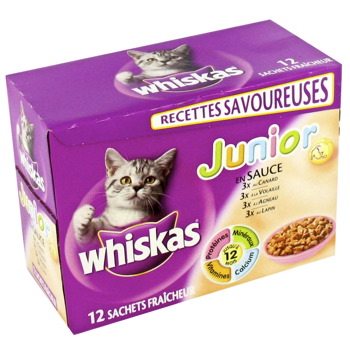 Whiskas, Junior - Aliment complet pour chatons, les 12 sachets de 100g