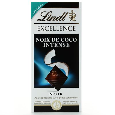 Chocolat excellence Lindt Noir noix de coco intense 100g