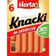 Herta knacki au jambon x6 -210g 30 % de MG en moins