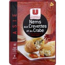 Nems au crabe et crevettes avec sauce nuoc mam U CUISINES & DECOUVERTES, 4 pieces, 290g