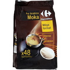 Dosettes cafe moulu pur arabica Moka, mega format
