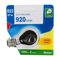 ampoule eco halogen b22 57w standard auchan
