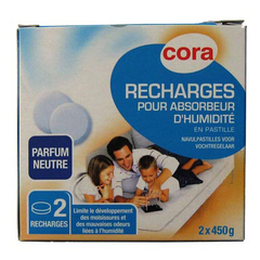 Cora absorbeur d'humidite pack de 2 recharges pastille 450 g