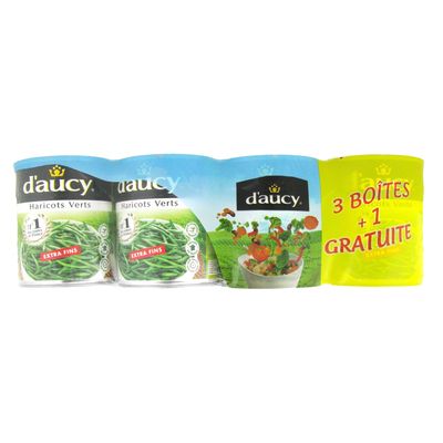 Haricots verts extra fins Daucy 3x440g