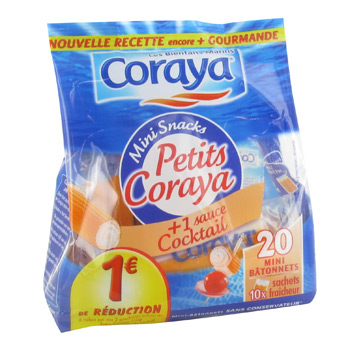 Mini bâtonnets goût crabe + sauce cocktail - Petits Coraya