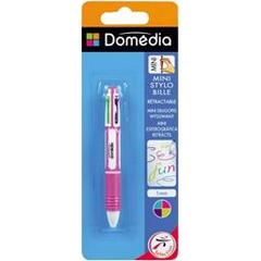 Domedia, Mini stylo bille retractable 4 couleurs fantaisies, le stylo