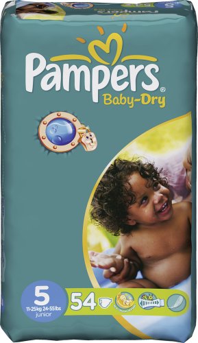 Couches Baby Dry PAMPERS, taille 5, 11 a 25kg, 54 unites