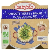 Babybio Assiette Haricots Verts/Panais du Val de Loire Riz 260 g - Lot de 4