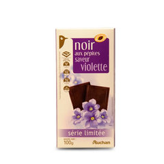 Auchan chocolat noir eclats de violette 100g