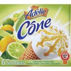 Adelie, Cone, sorbets citron vert et citron jaune et sauce au citron, 6 x 120ml, 720ml