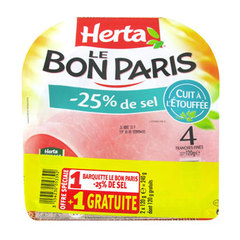 Herta jambon Bon Paris sel reduit tranche x4