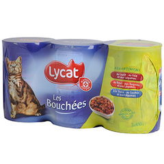 Patee chats les bouchees Lycat Multi-varietes 3x410g