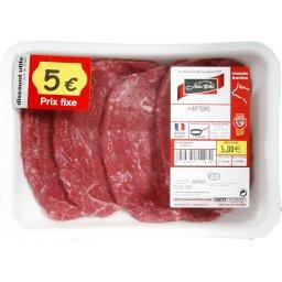 Biftecks, viande bovine, x4, la barquette de , 400g