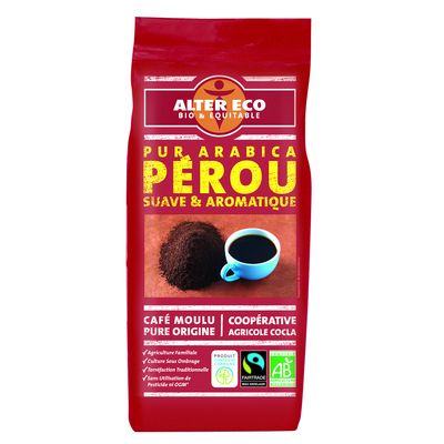 Cafe moulu Perou pur arabica bio, suave & aromatique