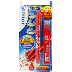 Pilot roller frixion ball effacable rouge + 3 recharges rouges