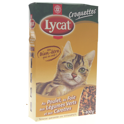 Croquettes chats Lycat Poulet foie legumes 400g