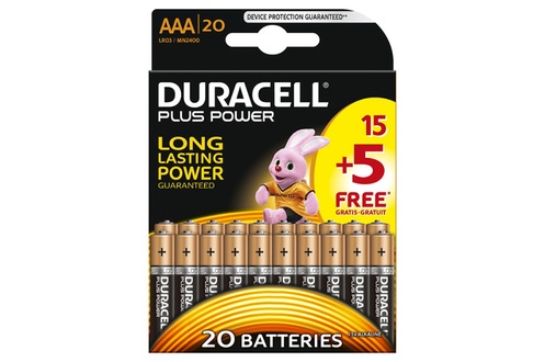 Piles Duracell Plus Power AAA 15 + 5