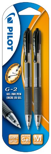 Pil stylo gel rétractable grip noir x2
