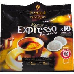 Maestro expresso, dosettes de cafe pur arabica, le paquet de 18 dosettes - 125g