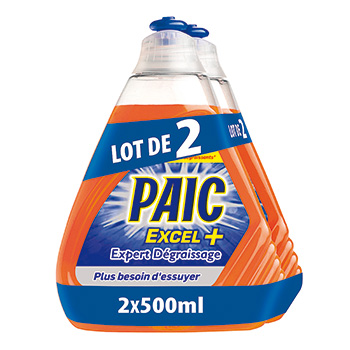 Liquide vaisselle Paic Excel + Degraissant 2x500ml