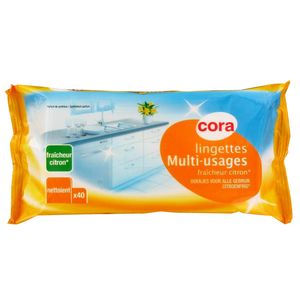 Cora lingettes nettoyantes multi-usages citron recharges x40