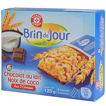 Barres cereales Brin de Jour Choco lait coco 125g
