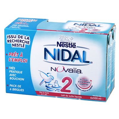 Nidal Novaia 2 lait liquide 2eme age de 6 a 12 mois 6x500ml