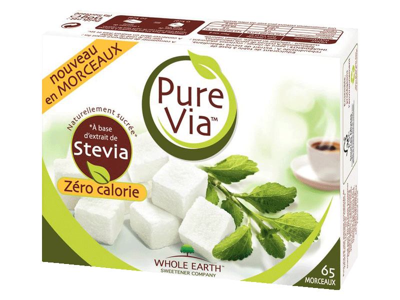 Edulcorant a la stevia en morceaux PURE VIA, 65 unites, 130g