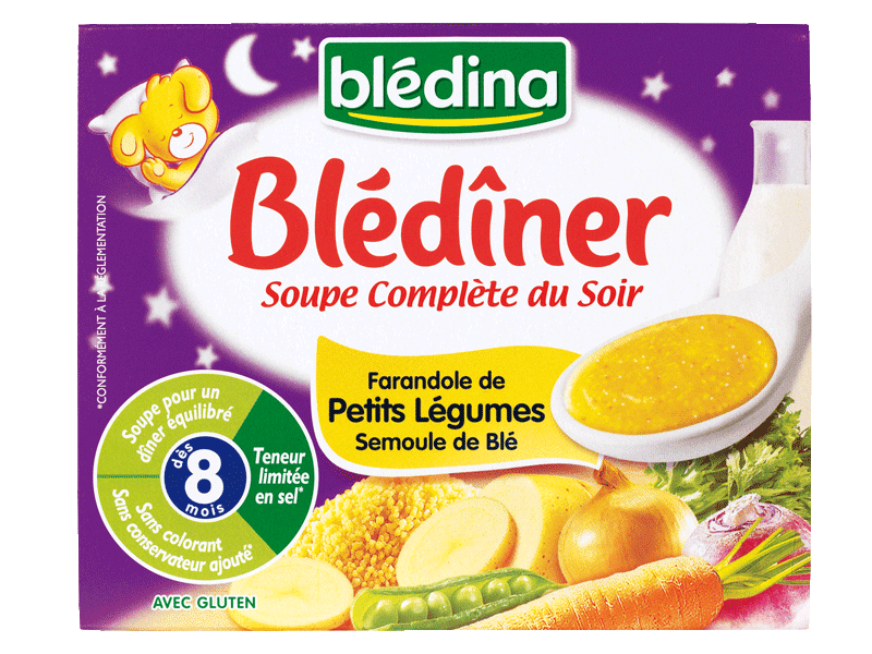 BLEDINA Blédîner Carotte, patate douce, semoule et lait dès 8 mois