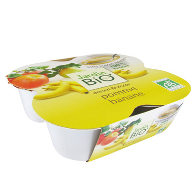 Dessert aux fruits bio pomme banane JARDIN BIO, 4x100g