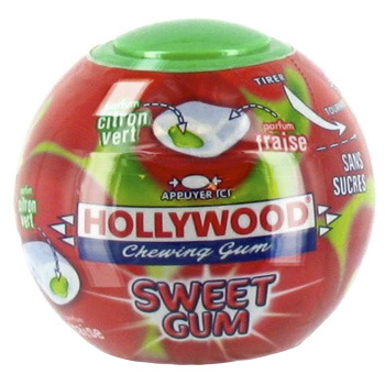 HOLLYWOOD Chewing-gum à la cerise sans sucres 5x10 dragées 70g pas