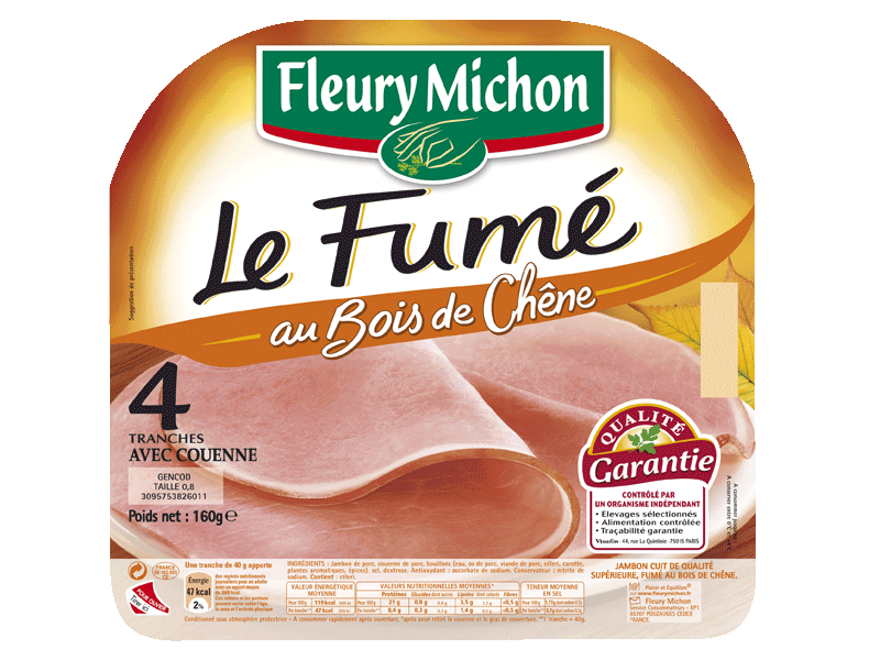 FLEURY MICHON Jambon blanc supérieur -25% de sel sans couenne 2 tranches  80g pas cher 