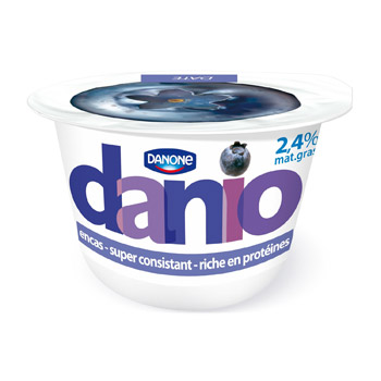 Danone, Danio - Spécialité laitière sur lit de myrtilles, le pot de 150 g
