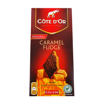 Chocolat noir fourré caramel COTE D'OR, tablette de 130g