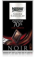 Chocolat noir intense 70% de cacao, en carres