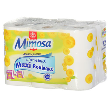 Papier toilette Mimosa 12 maxi rouleaux = 24 rouleaux