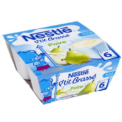 Nestlé - P'tit Brassé Dessert Lacté Poire Coupelle Bébé Dès 6 mois