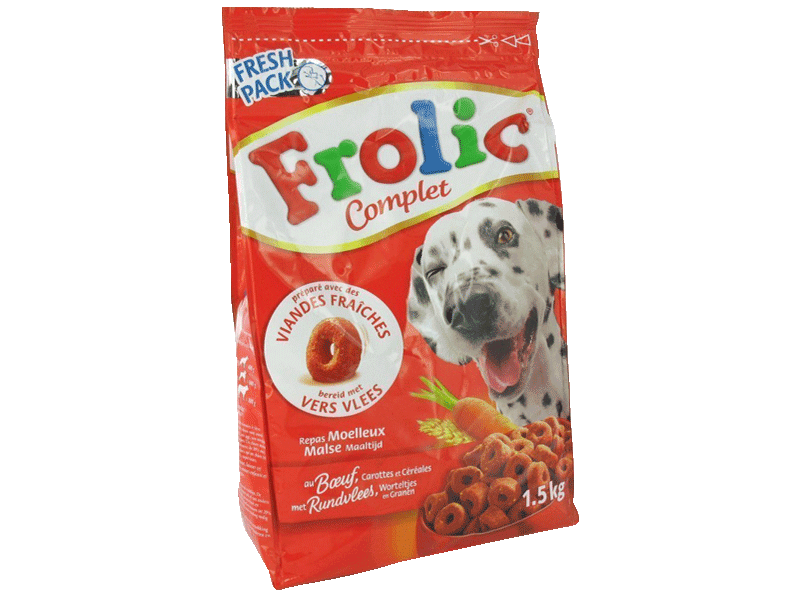 Frolic, Croquettes boeuf, carottes et cereales pour chiens, le sac de 1,5kg