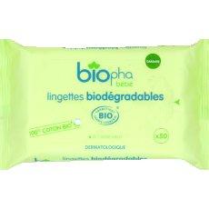 Lingettes pour bebe bio BIOPHA, 50 unites