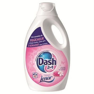 Dash 2 en 1, lessive liquide pivoine et jasmin , le bidon de 2,92 l - Tous  les produits poudre et liquide - Prixing