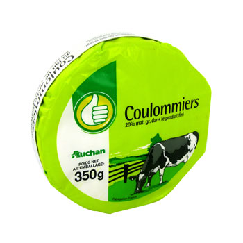 Coulommiers 20% de matieres grasses, a base de lait pasteurise de vache