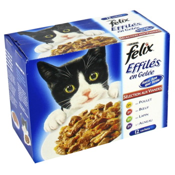 Aliment pour chat Effiles en Gelee aux viandes FELIX, 12x100g