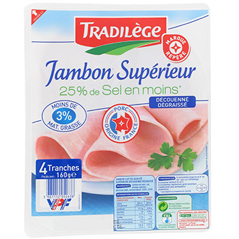 Jambon superieur Tradilege Decouenne -25%de sel x4 160g