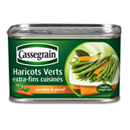 Haricots verts extra-fins cuisinés carotte et persil CASSEGRAIN, boîte1/ 2, 400g