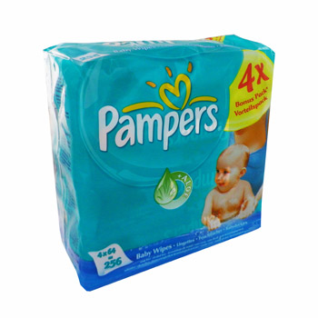 Pampers, Lingettes Fresh Clean, les 4 paquets de 64 lingettes