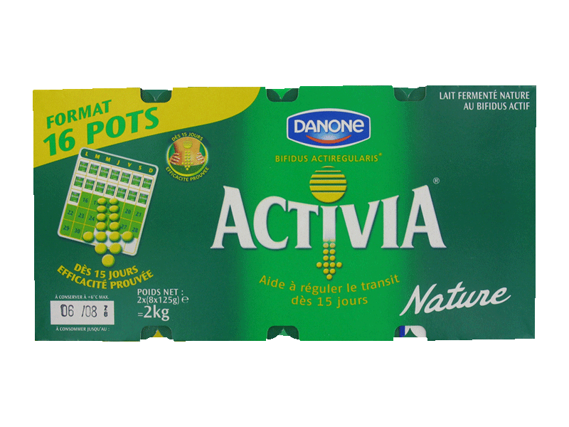 Danone, Activia - Lait fermenté nature, les 16 pots de 125 g